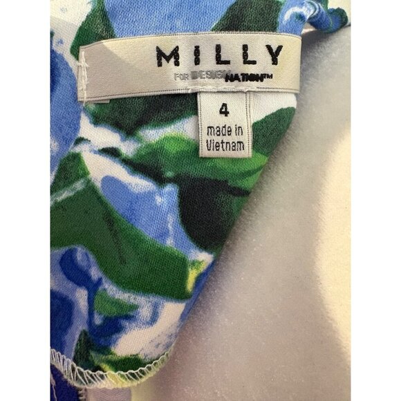 Milly For Design Nation Blue + Green Floral Sleeveless Mini Dress Size 4 - Picture 7 of 12